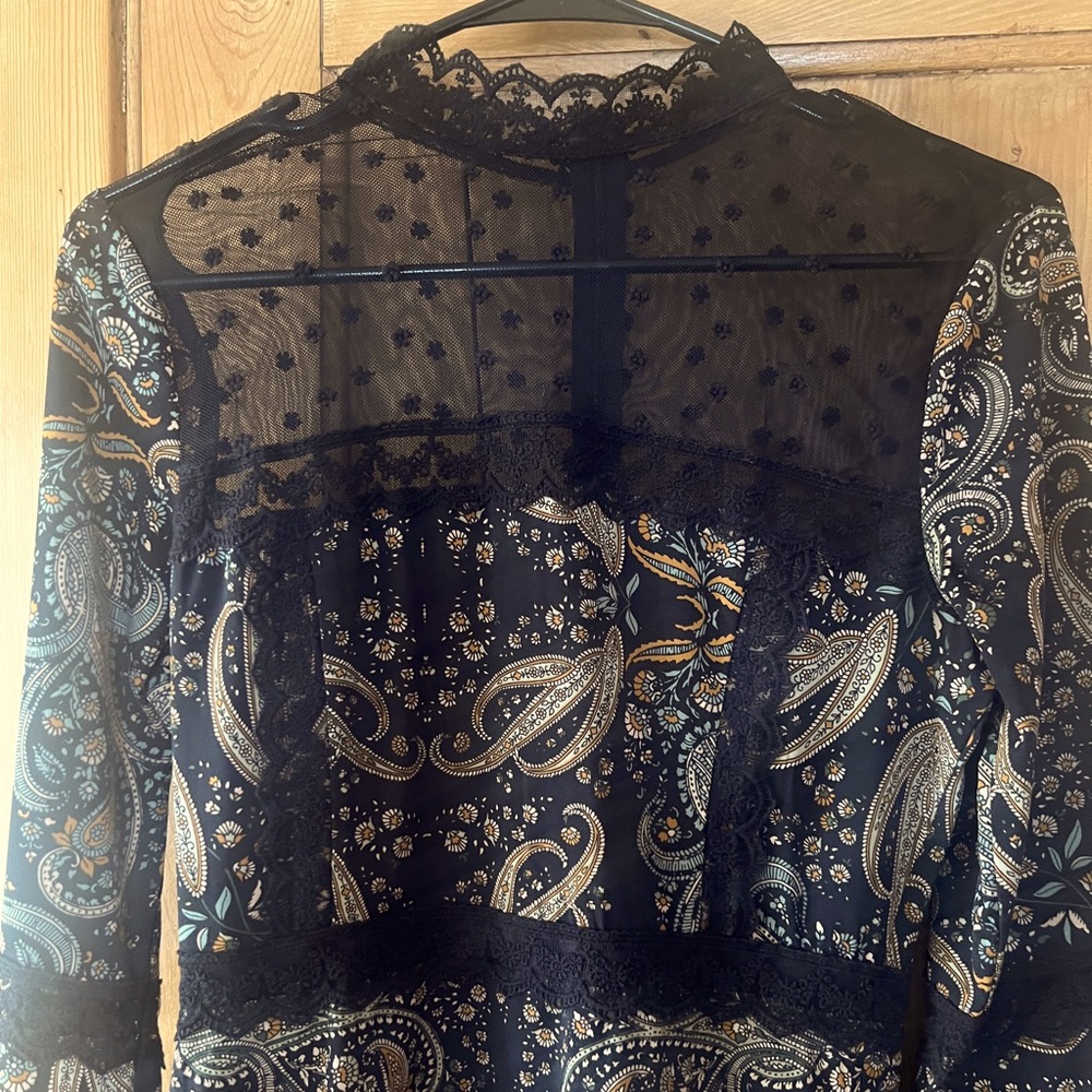 Sheer & Lace Detailed Mini Dress
